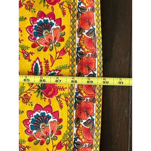 Indian Floral Table Runner 16" X 90" Yellow Red Cotton World Market Rectangular - Picture 6 of 6